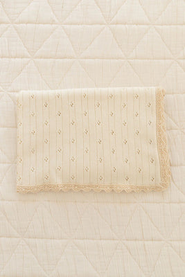 New Grain Knit Pointelle Blanket - Sugar