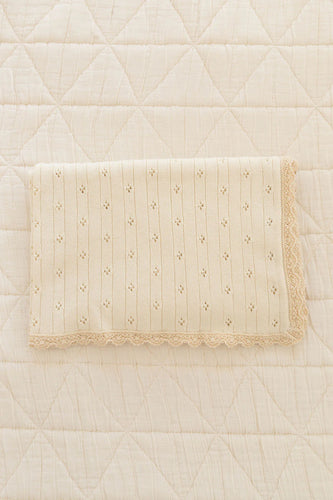 New Grain Knit Pointelle Blanket - Sugar