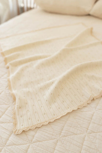 New Grain Knit Pointelle Blanket - Sugar