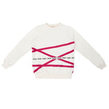 Mini Nod Crossover Ribbon Sweatshirt - White/Fuschia