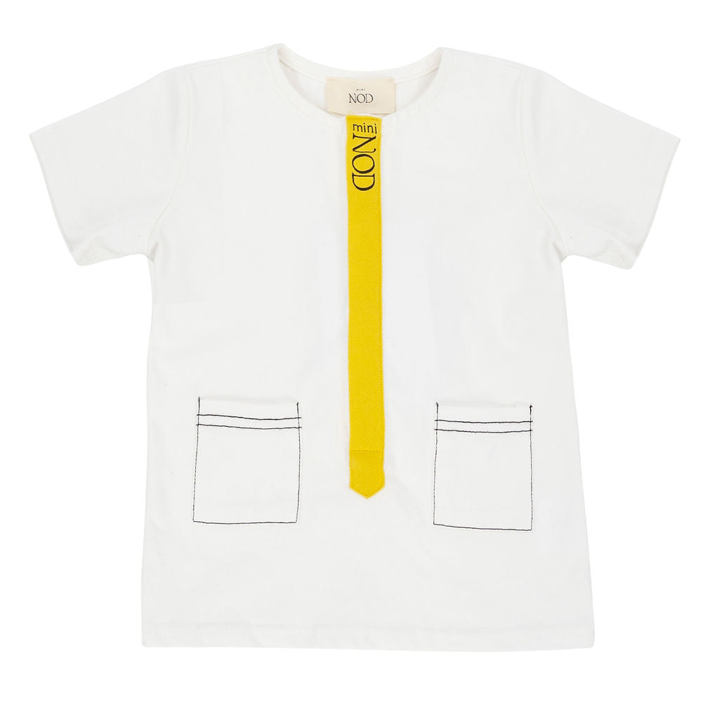 Mini Nod Ribbon Boy's Top - White/Yellow