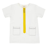 Mini Nod Ribbon Boy's Top - White/Yellow