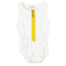 Load image into Gallery viewer, Mini Nod Ribbon Baby Boy Romper - White/Yellow