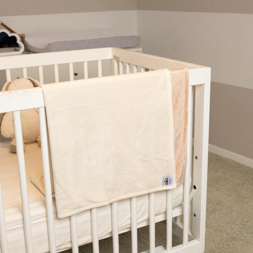 Swaddle Bee Minky Bee Stroller Blanket - Camel/Ivory