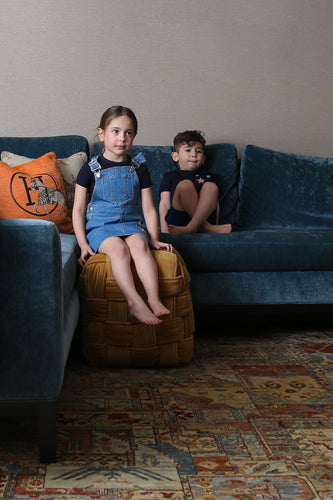 Bopop Navy Tee With 3 Pinstripe Stars (Short Sleeves)