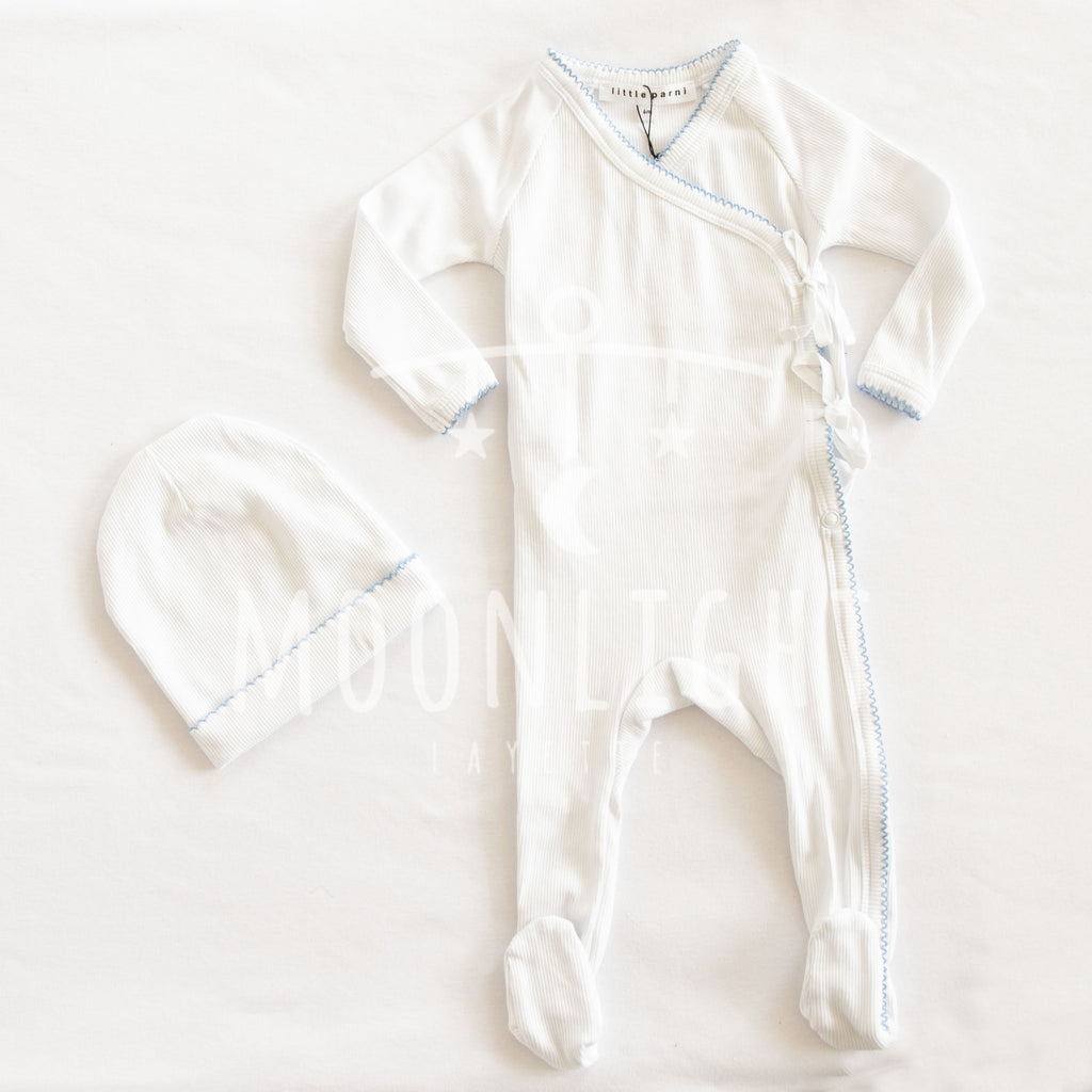 Little Parni K434 Baby Pico Onesie - White / Light Blue