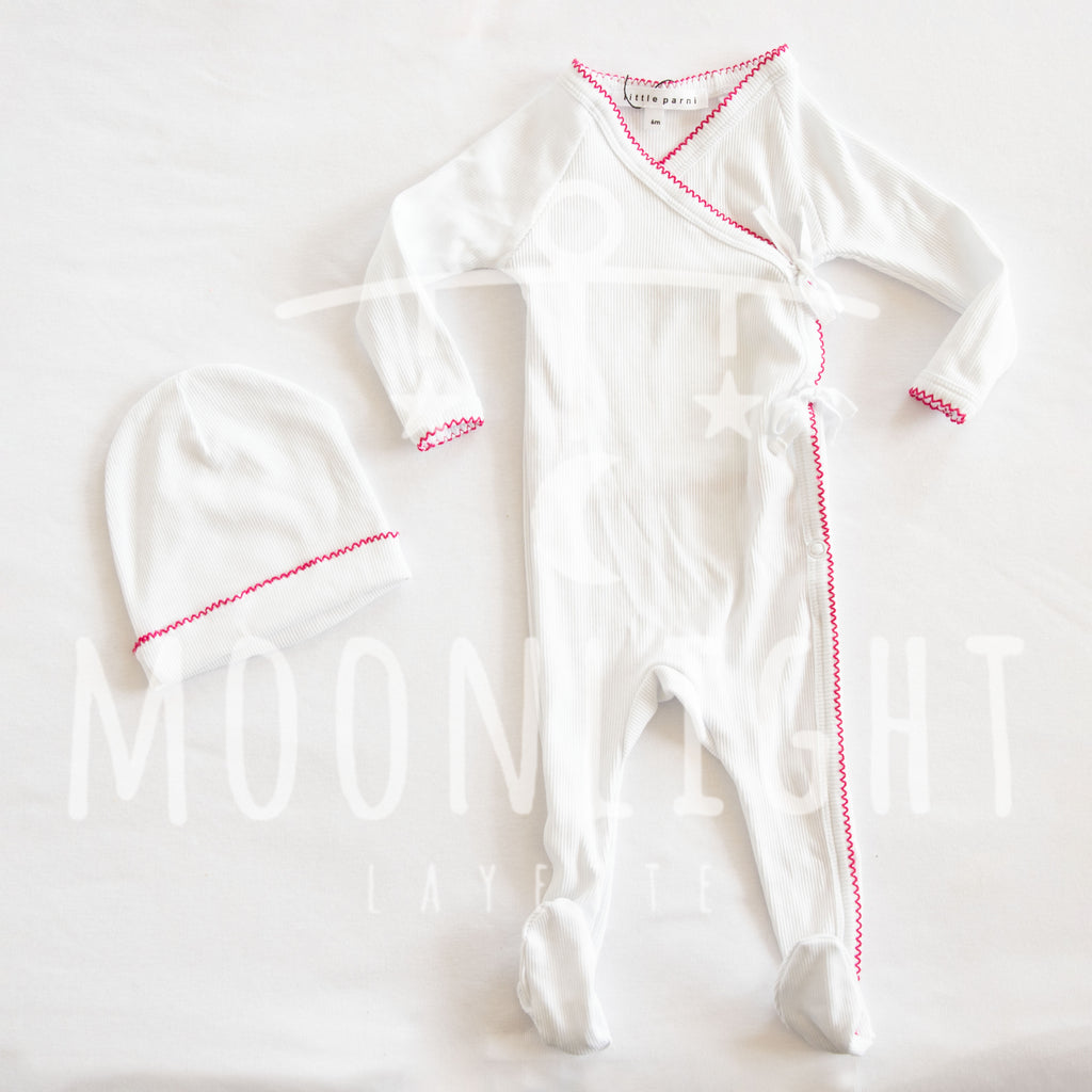 Little Parni K434 Baby Pico Onesie - White / Pink