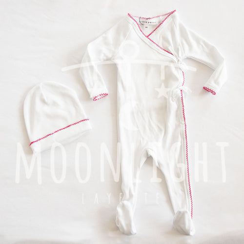 Little Parni K434 Baby Pico Onesie - White / Pink