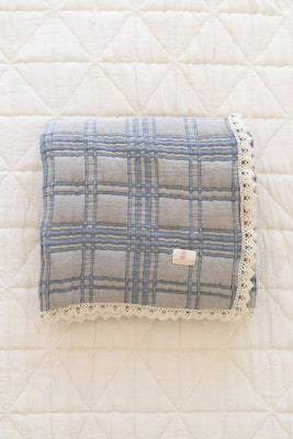 New Grain French Plaid Blanket - Bluebell