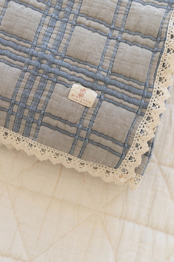 New Grain French Plaid Blanket - Bluebell