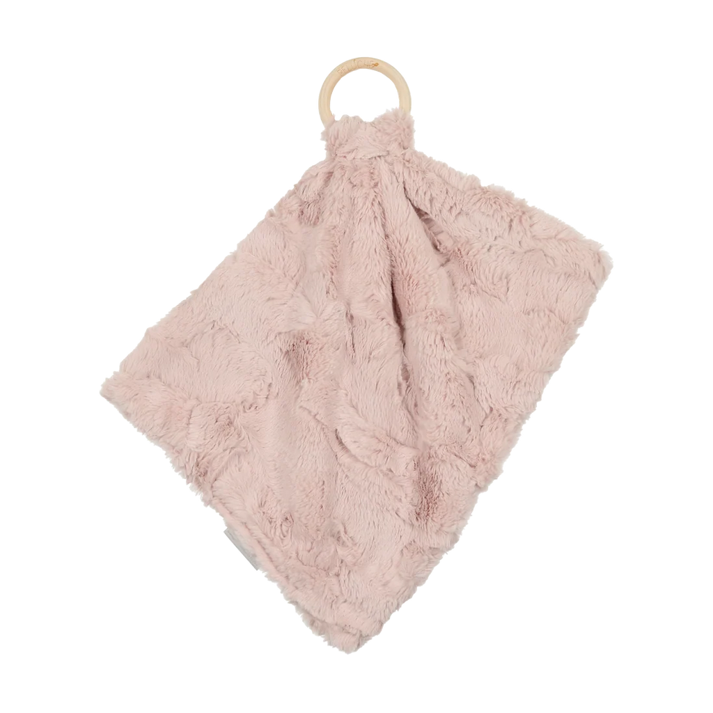 Peluche Mini Lux Fur Teethers with Wooden Ring - Rose