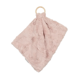 Peluche Mini Lux Fur Teethers with Wooden Ring - Rose