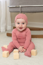 Load image into Gallery viewer, Bee &amp; Dee I Love You Footie And Bonnet - Rasperry