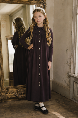 Lil Legs Button Front Maxi Dress - Eggplant