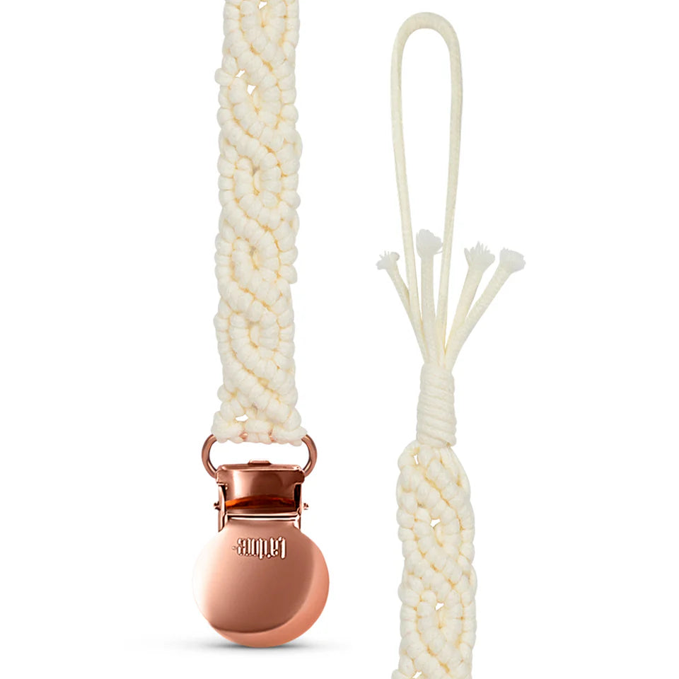 Adora Iris Macrame Pacifier Clip - Rose Gold