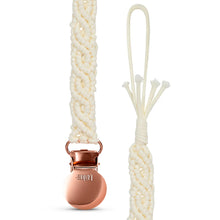 Load image into Gallery viewer, Adora Iris Macrame Pacifier Clip - Rose Gold