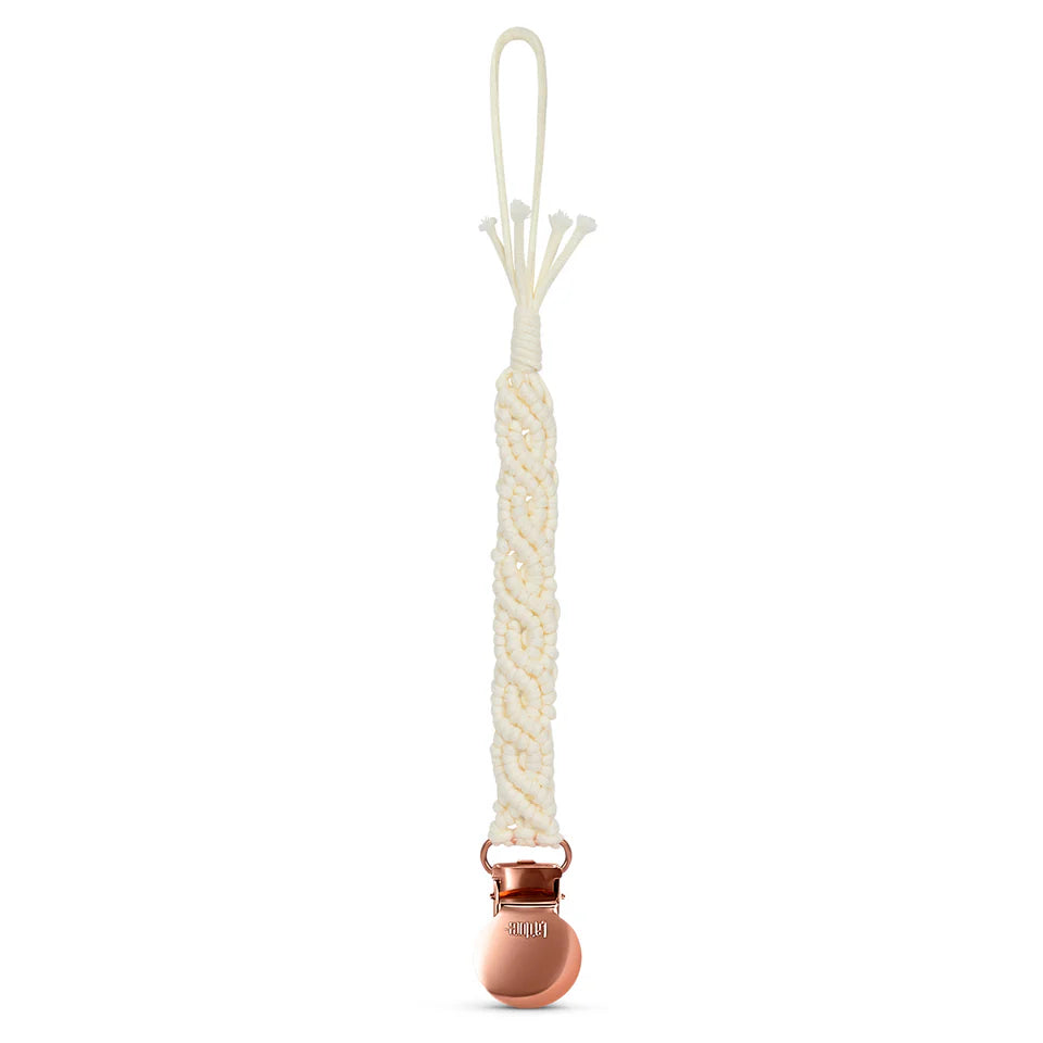 Adora Iris Macrame Pacifier Clip - Rose Gold