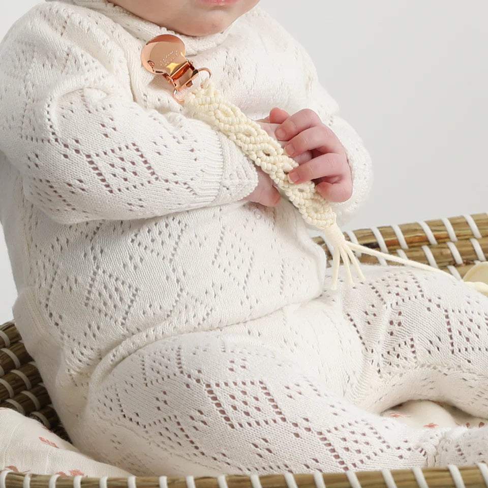 Adora Iris Macrame Pacifier Clip - Rose Gold