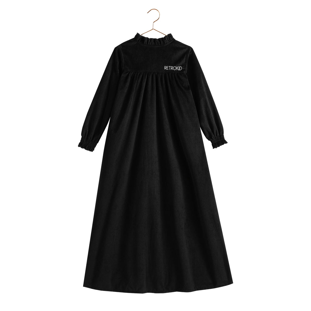 Retro Kid Isla Maxi Velvet Ribbed Dress - Black