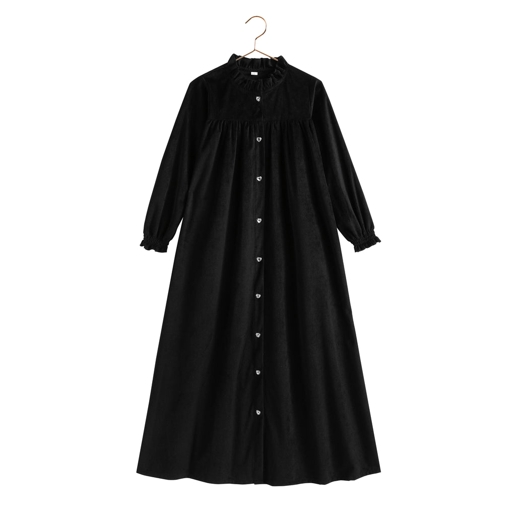 Retro Kid Isla Maxi Velvet Ribbed Dress - Black