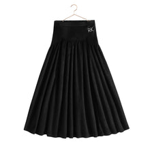 Load image into Gallery viewer, Retro Kid Isla Jewel Button Sweater With Ruffle Neck And Velvet Ribbed Maxi Skirt - Black
