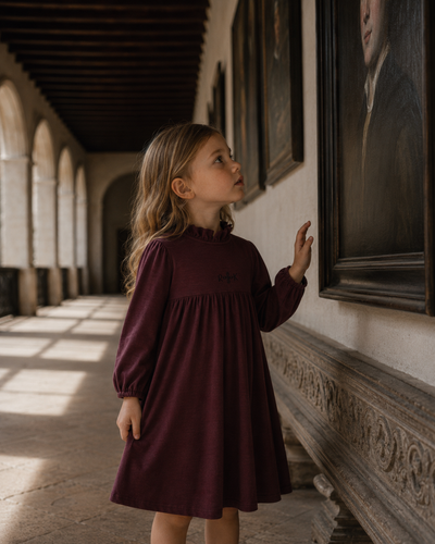 Retro Kid Isla Short Soft Sweater Dress - Burgundy