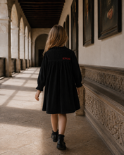 Load image into Gallery viewer, Retro Kid Isla Short Velvet Ribbed Dress - Black