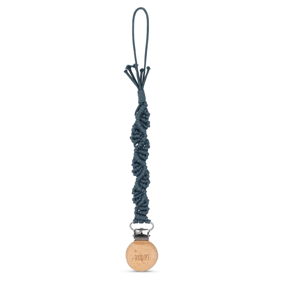 Adora Ivy Macrame Pacifier Clip - Denim