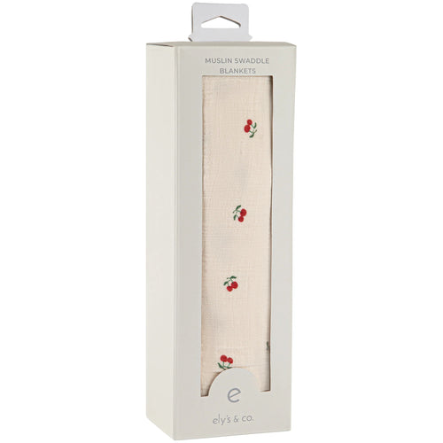 Ely's & Co Single Pack Muslin Swaddles - Red Cherry