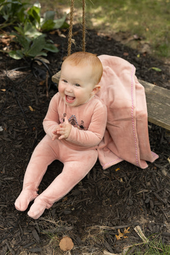 Bee & Dee Jumprope Velour Footie with Beanie - Grapefruit