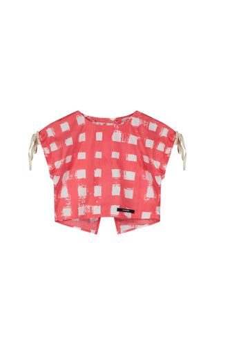 Little Creative Factory Coral Plaid Print Atlantic Top