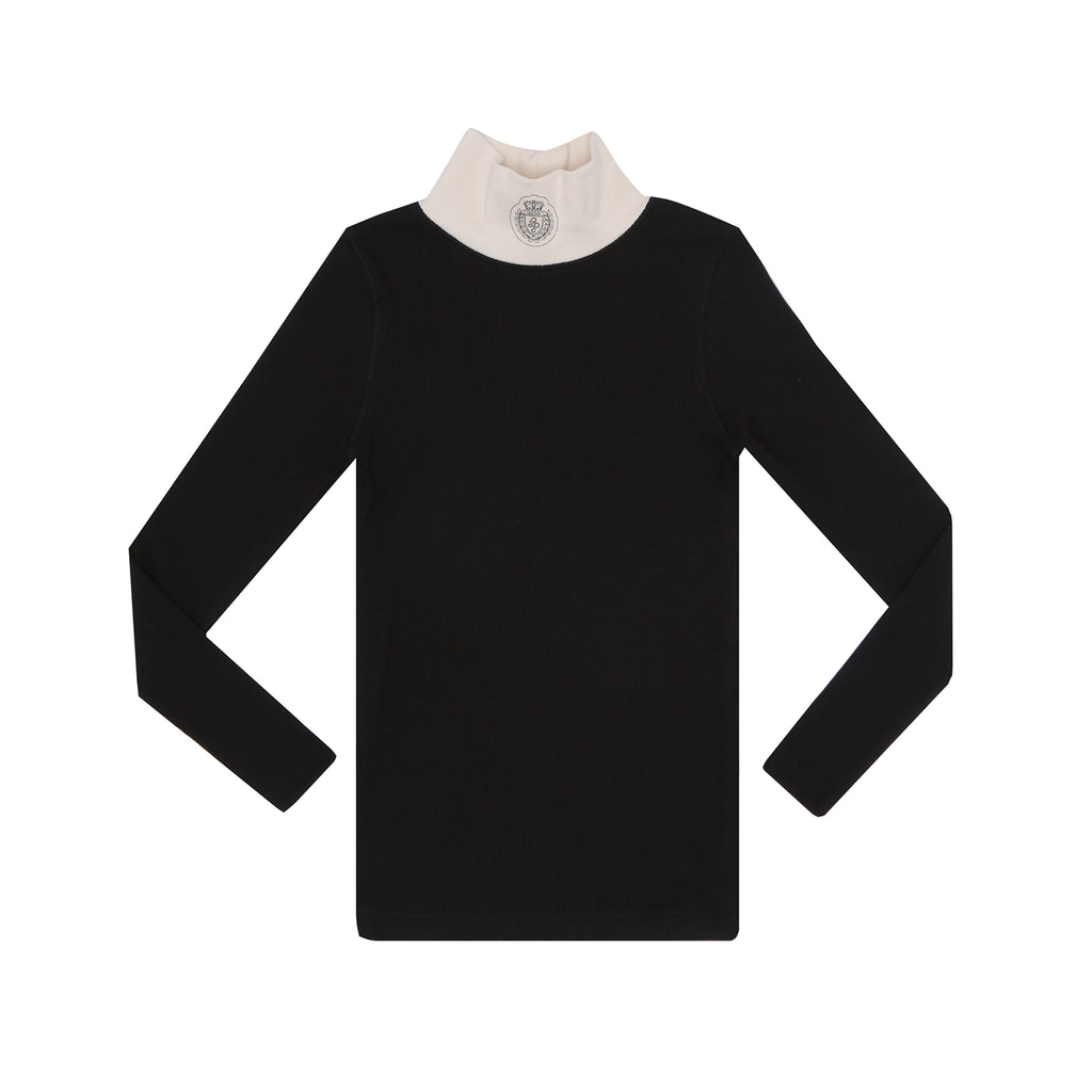 Little Parni Black L/S Mockneck Shirt W/Logo