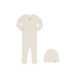 Little Parni Ribbed Cotton Stretchy and Matching Beanie - Ivory