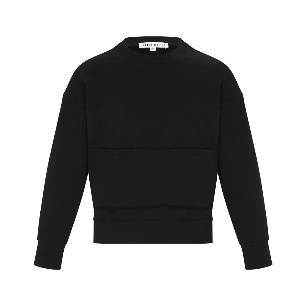 Boy's Sweatshirt- Kangaroo  Pocket-Black