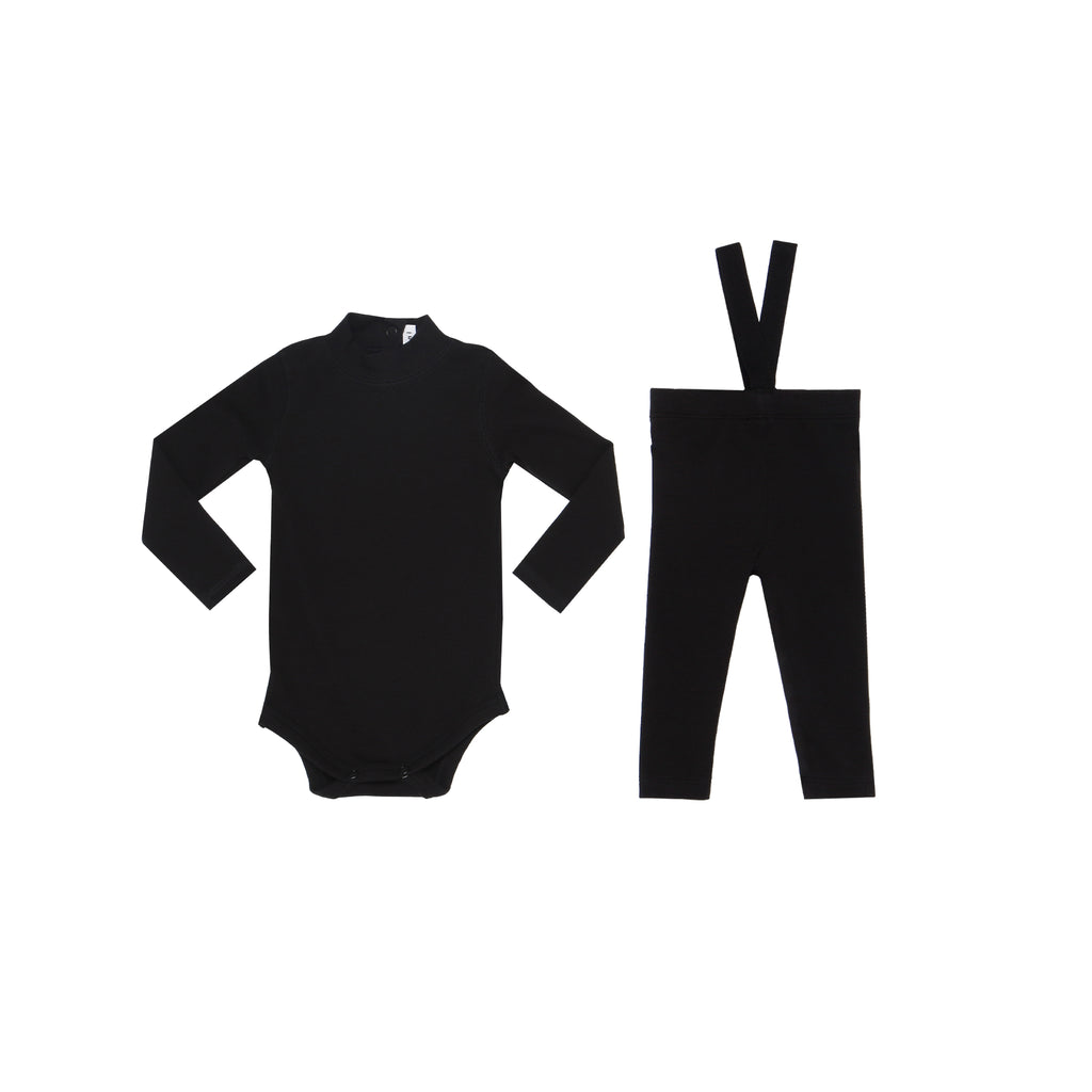 Parni Ribbed Suspenders Set-Black