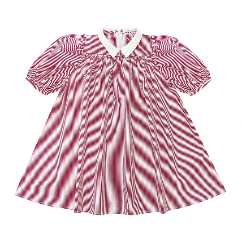 Little Parni Girls Stripe Dress - pink/White