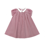 Little Parni K401 Girls Striped Dress - Pink/White