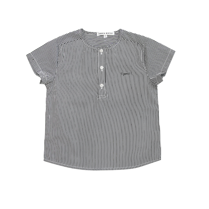 Little Parni K404 Boy's Striped Shirt - Black/White