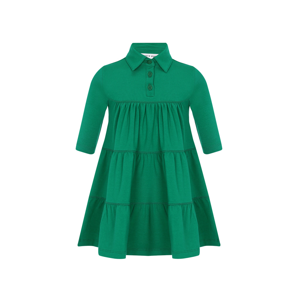 Little Parni K414 Tiered Dress - Green (Measurements Below)