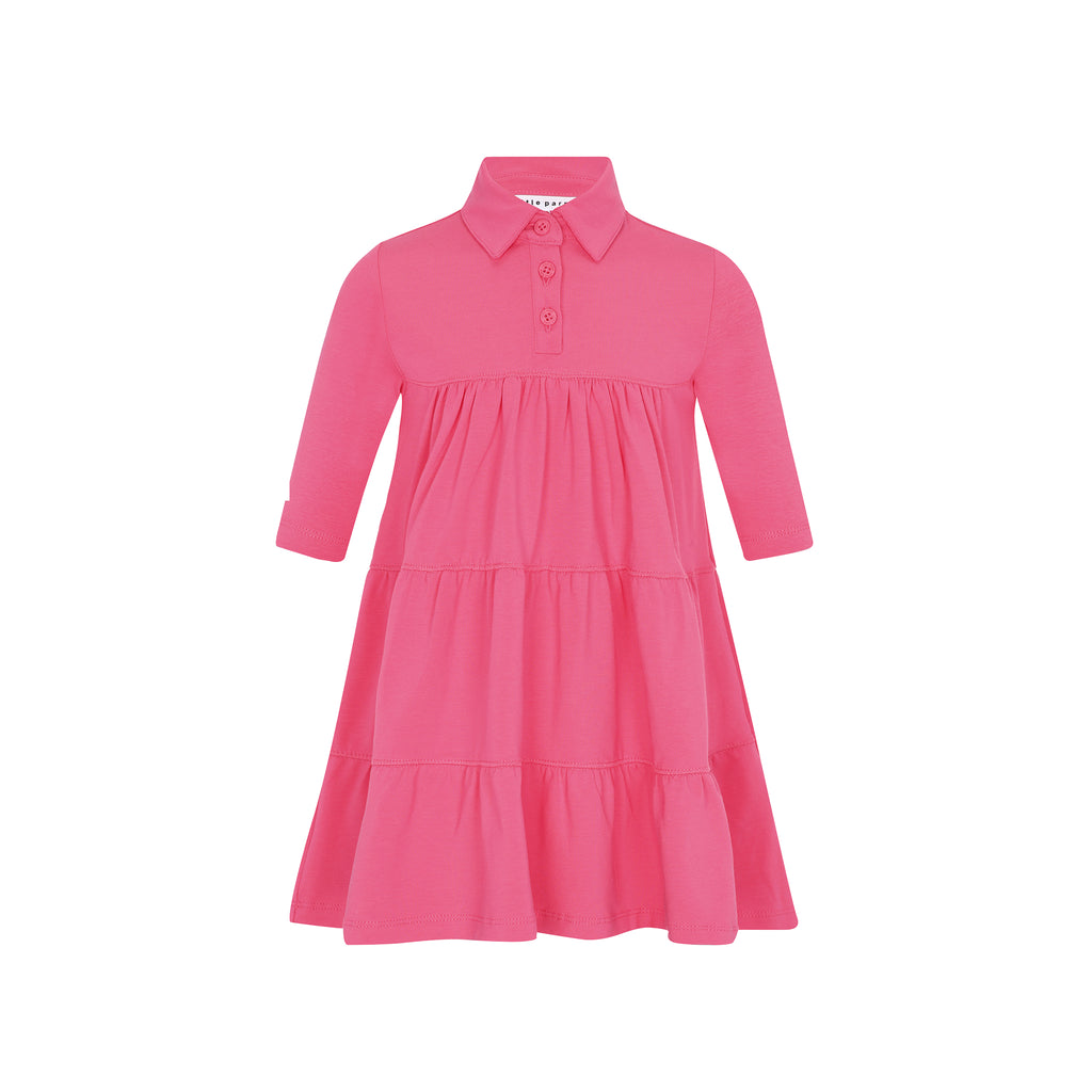Little Parni K414 Tiered Dress - Hot Pink (Measurements Below)