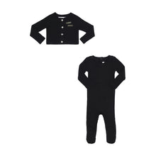 Load image into Gallery viewer, Little Parni Baby Ribbed Stretchy With Rhinestone Cardigan Set K451 - Black