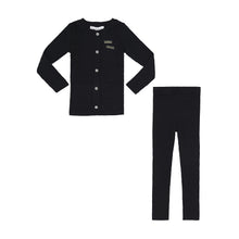 Load image into Gallery viewer, Little Parni Baby Ribbed Rhinestone Cardigan Set K452 - Black