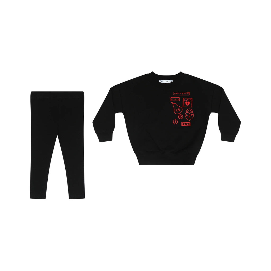 Little Parni Baby Multipatch Sweatshirt W Leggings K467 - Black