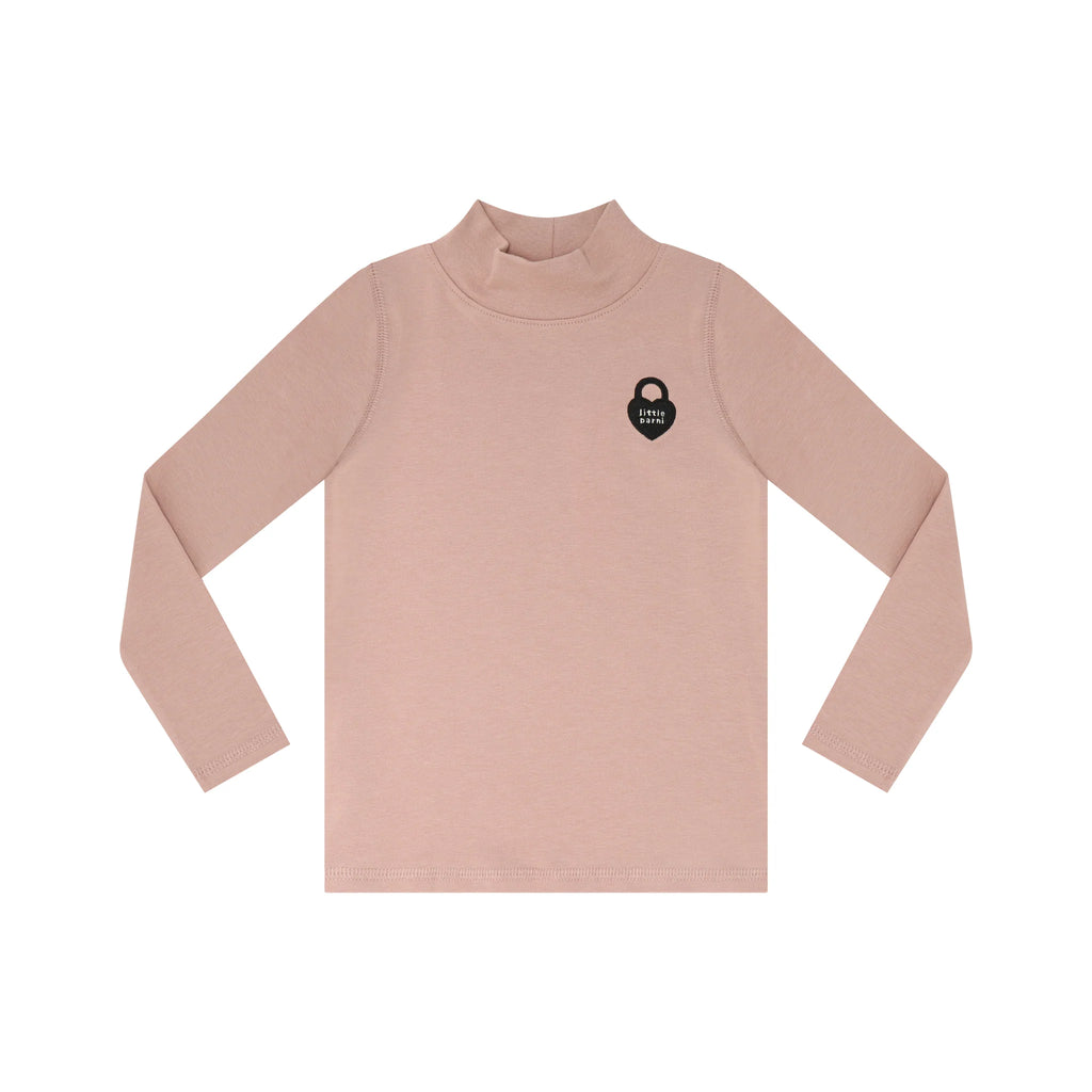 Little Parni Solid Mockneck With Heart Logo K470 - Pink