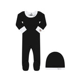 Little Parni Boys Baby Footie And Hat (K548) - Black