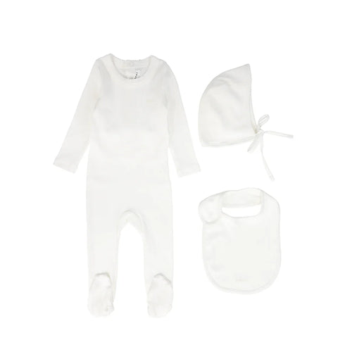 Little Parni Ribbed Pico Gift Box Layette Set (K551) - Ivory