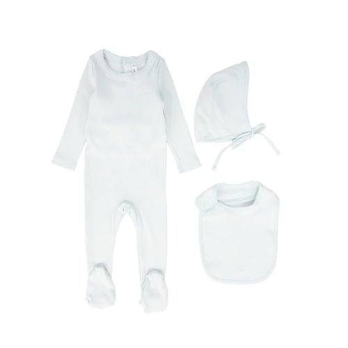 Little Parni Ribbed Pico Gift Box Layette Set (K551) - Light Blue