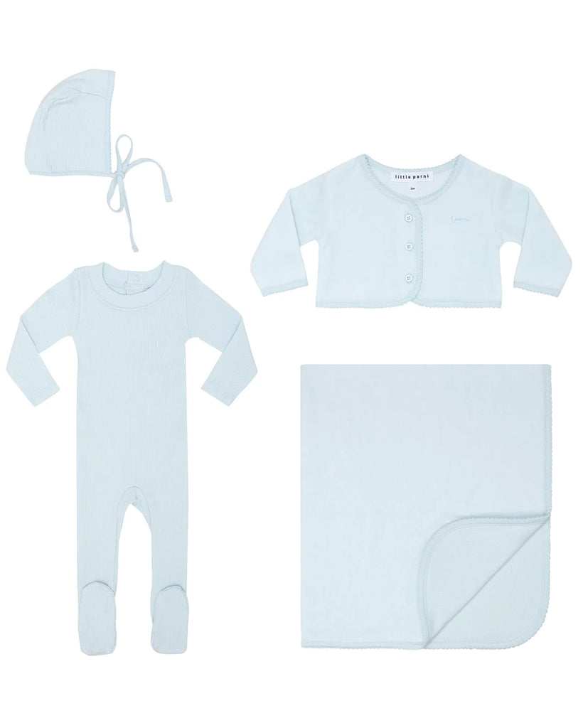 Little Parni Baby Gift Box Layette Set + Blanket (K550) - Light Blue