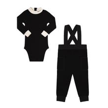 Load image into Gallery viewer, Little Parni Velour Overall Set (K567) - Black