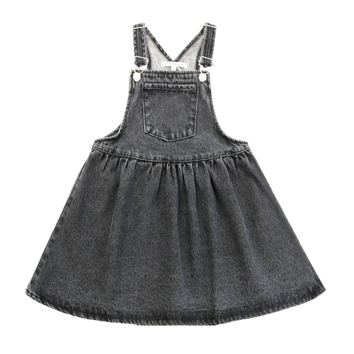 Little Parni Black Denim Pinafore Dress (K569)